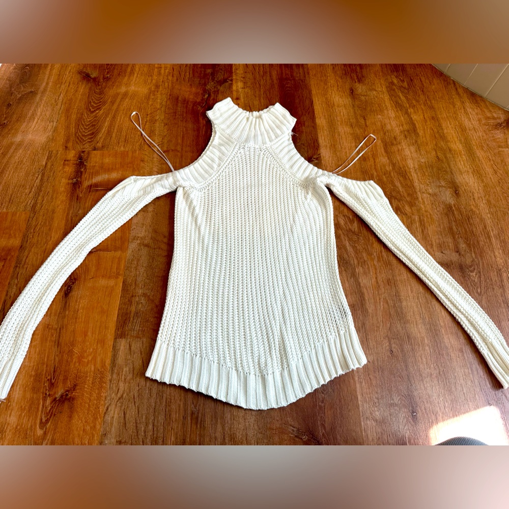 Open shoulder knit sweater